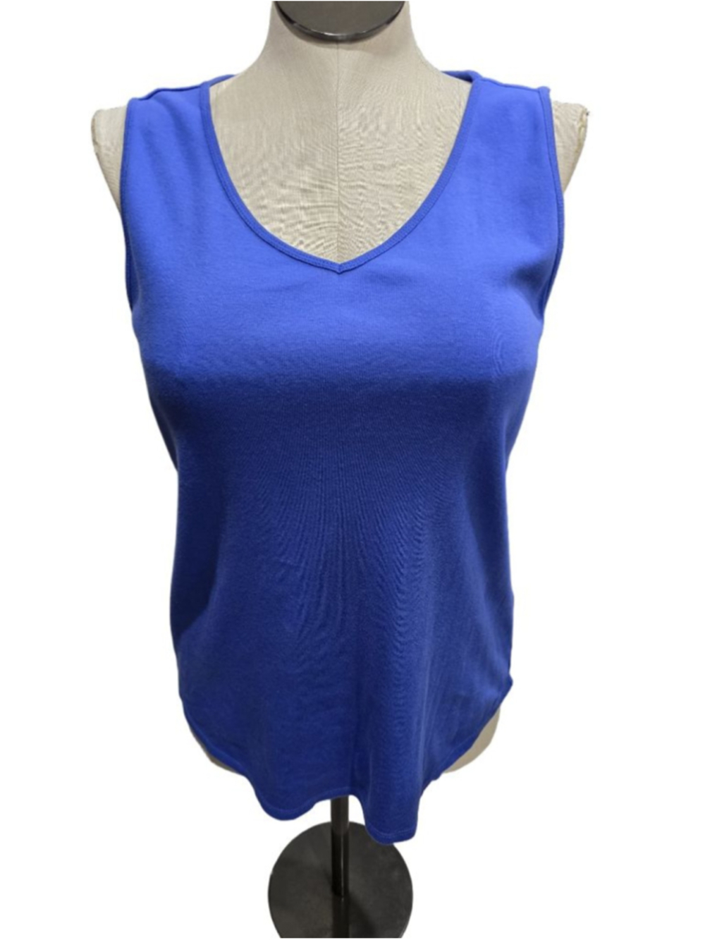 Chico's Women's Tank Top Size 2=L Blue V-Neck Sleeveless